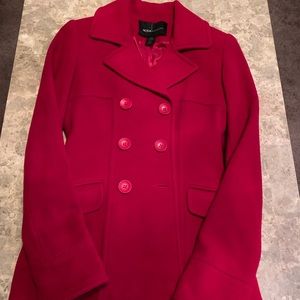 Like New - Red Fitted Petite Pea Coat